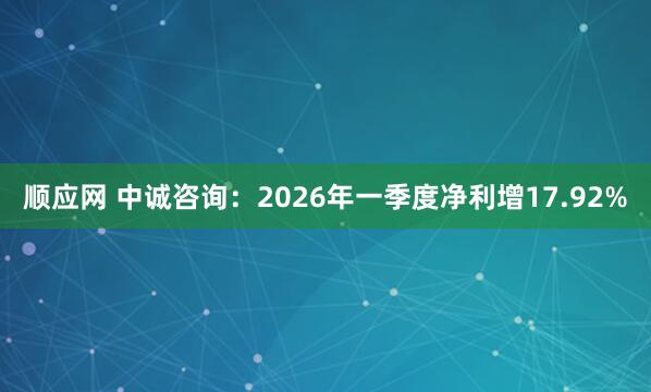 顺应网 中诚咨询：2026年一季度净利增17.92%