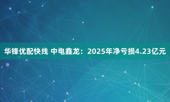 华锋优配快线 中电鑫龙：2025年净亏损4.23亿元